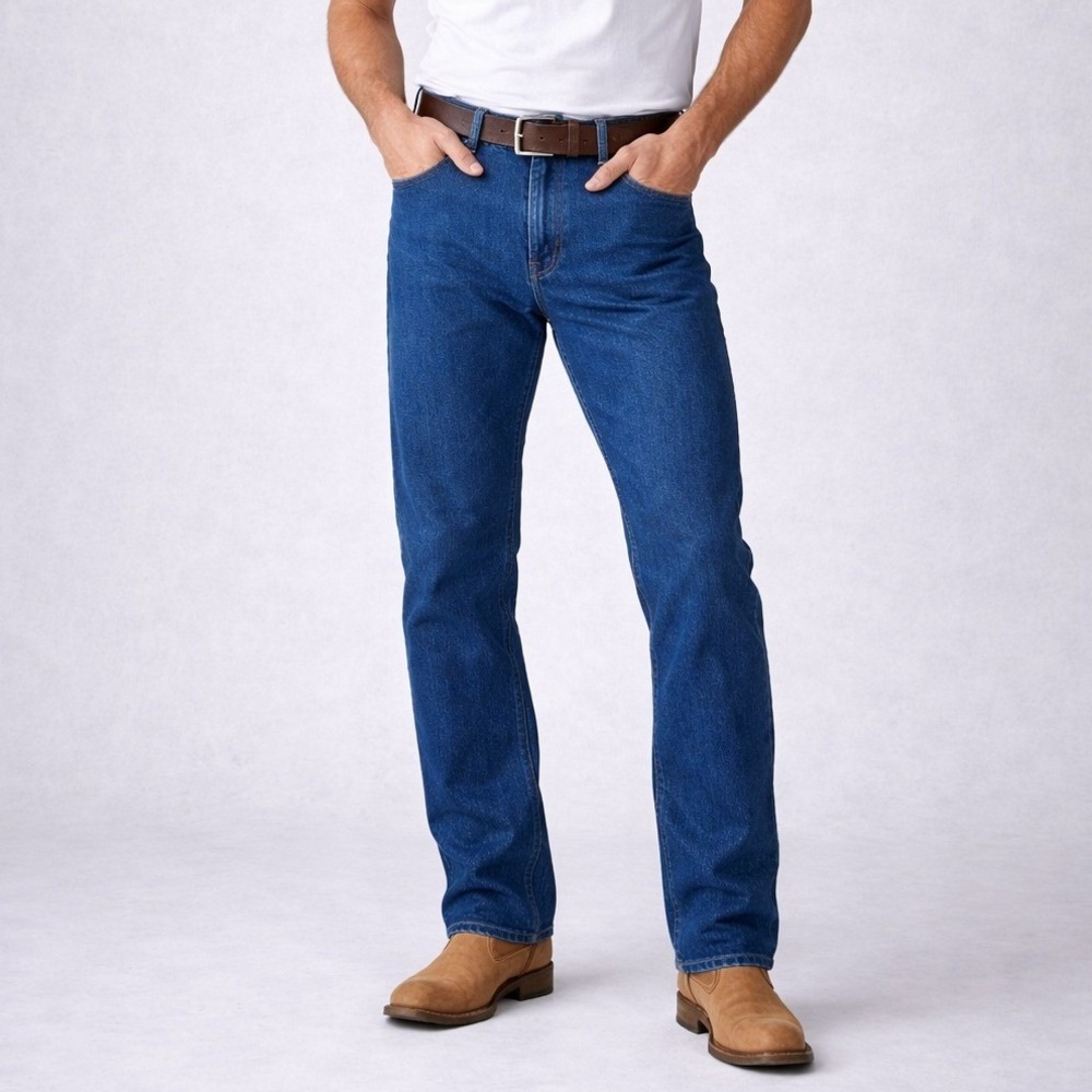 Wrangler 13MWZ Cowboy Cut Jeans Mens‎ 38x32 Blue Denim Straight Leg High Rise